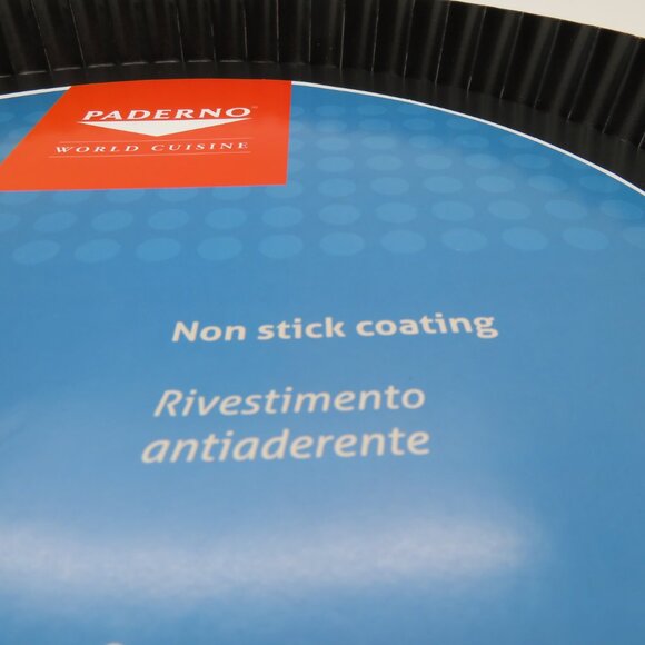 Tart Tin Pan 12” Nonstick Black Steel Round Fluted Removable Bottom Bake Paderno - Picture 3 of 14